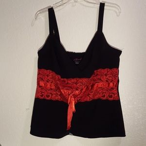 Torrid sexy black tank top with red lace